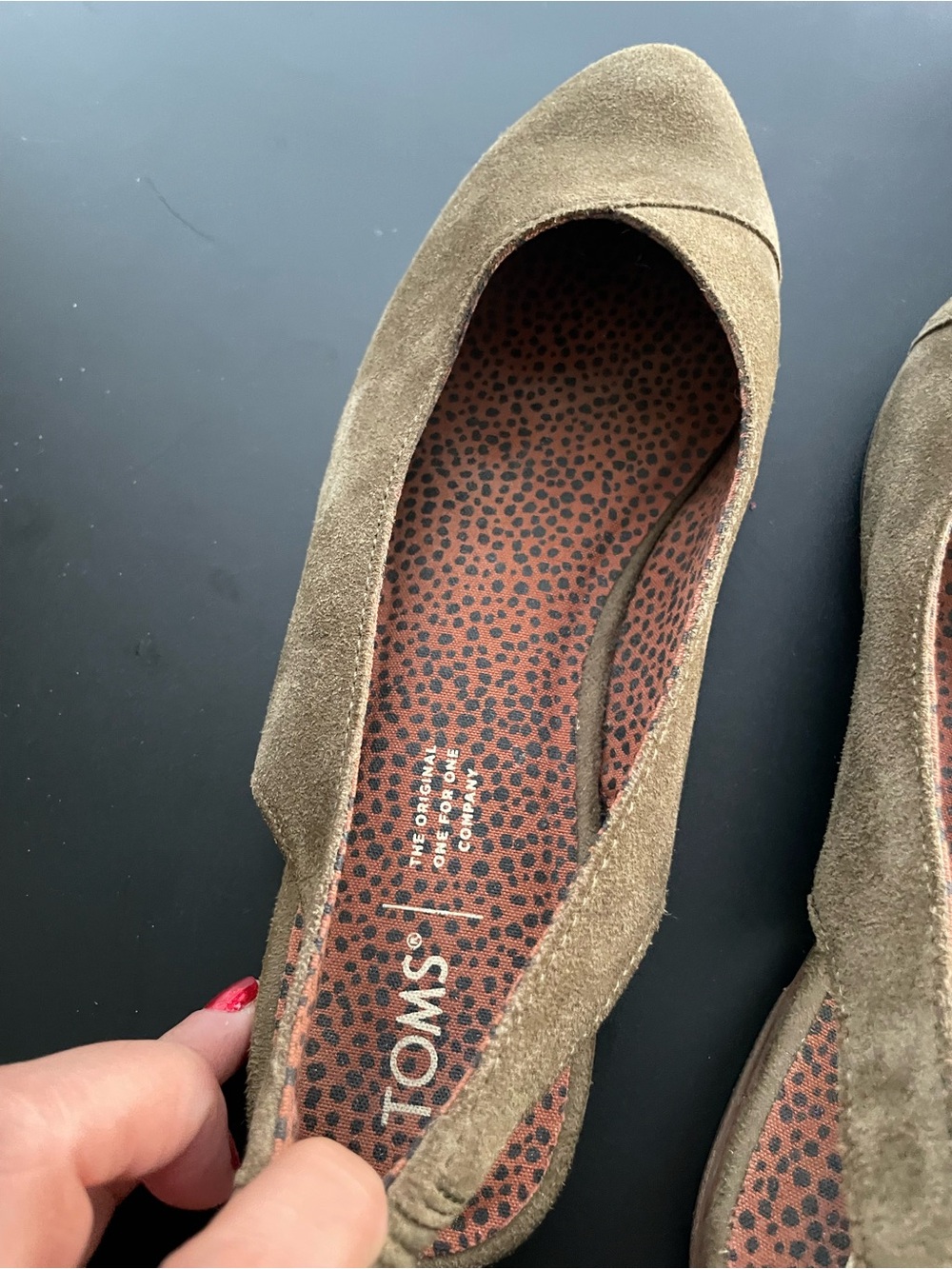 TOMS Olive Suede Slip-On Ballet Flat